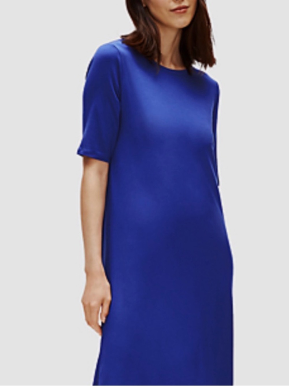 Eileen Fisher Blue Fine Tencel Side Slits Jersey Tunic Top Size XS